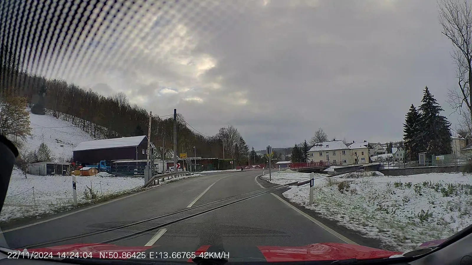Street-level view of a level crossing in Germany