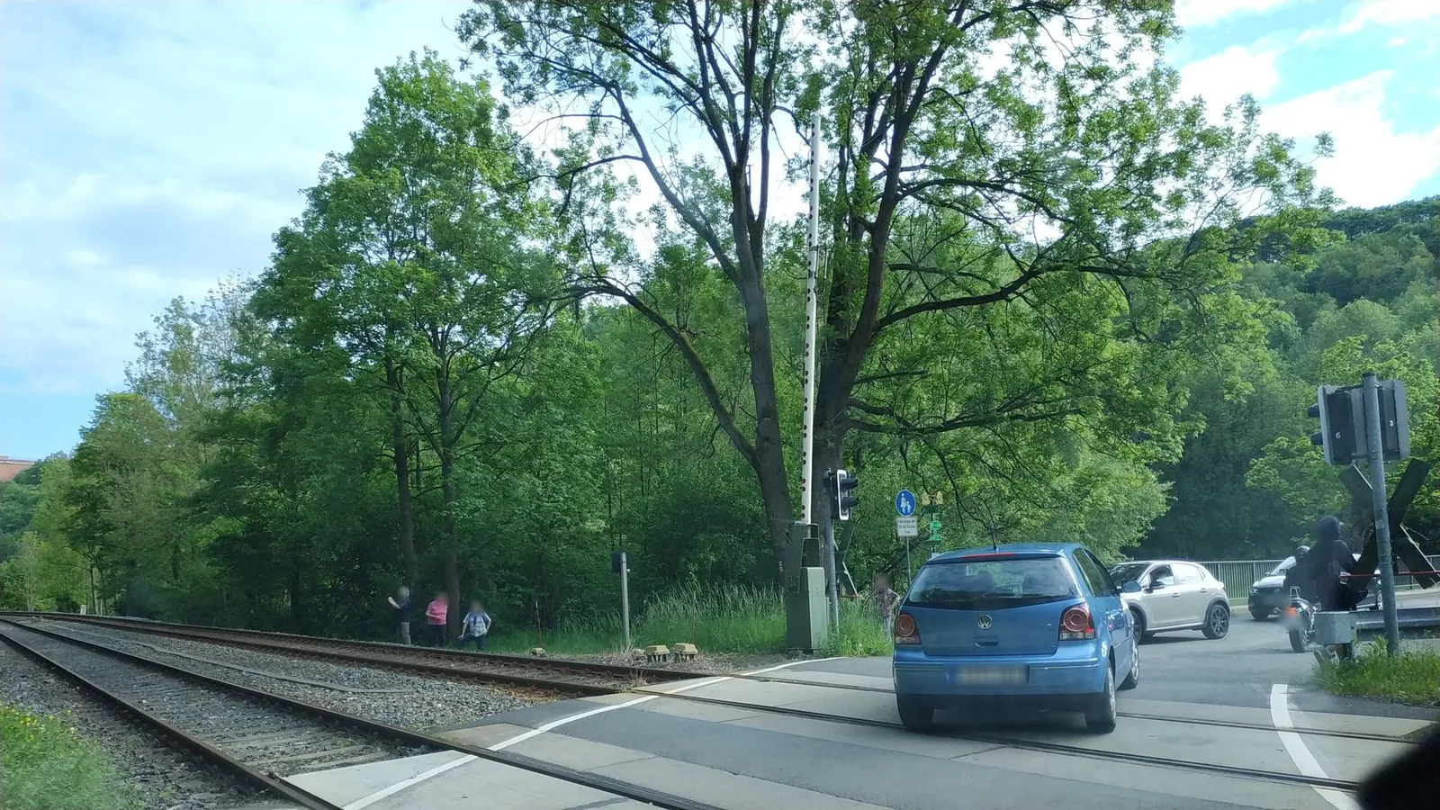 Street-level view of a level crossing in Germany