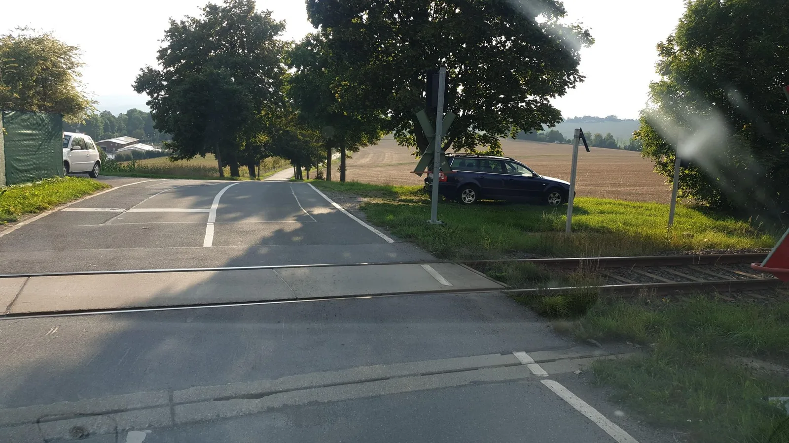 Street-level view of a level crossing in Germany