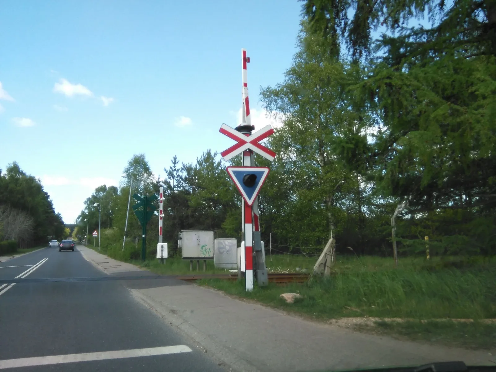Street-level view of a level crossing in Denmark