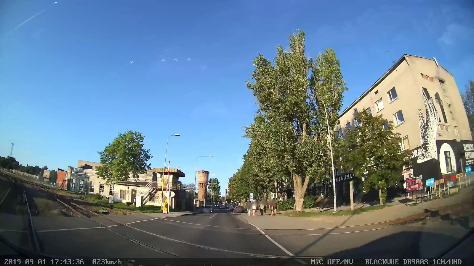 Street-level view of a level crossing in Estonia
