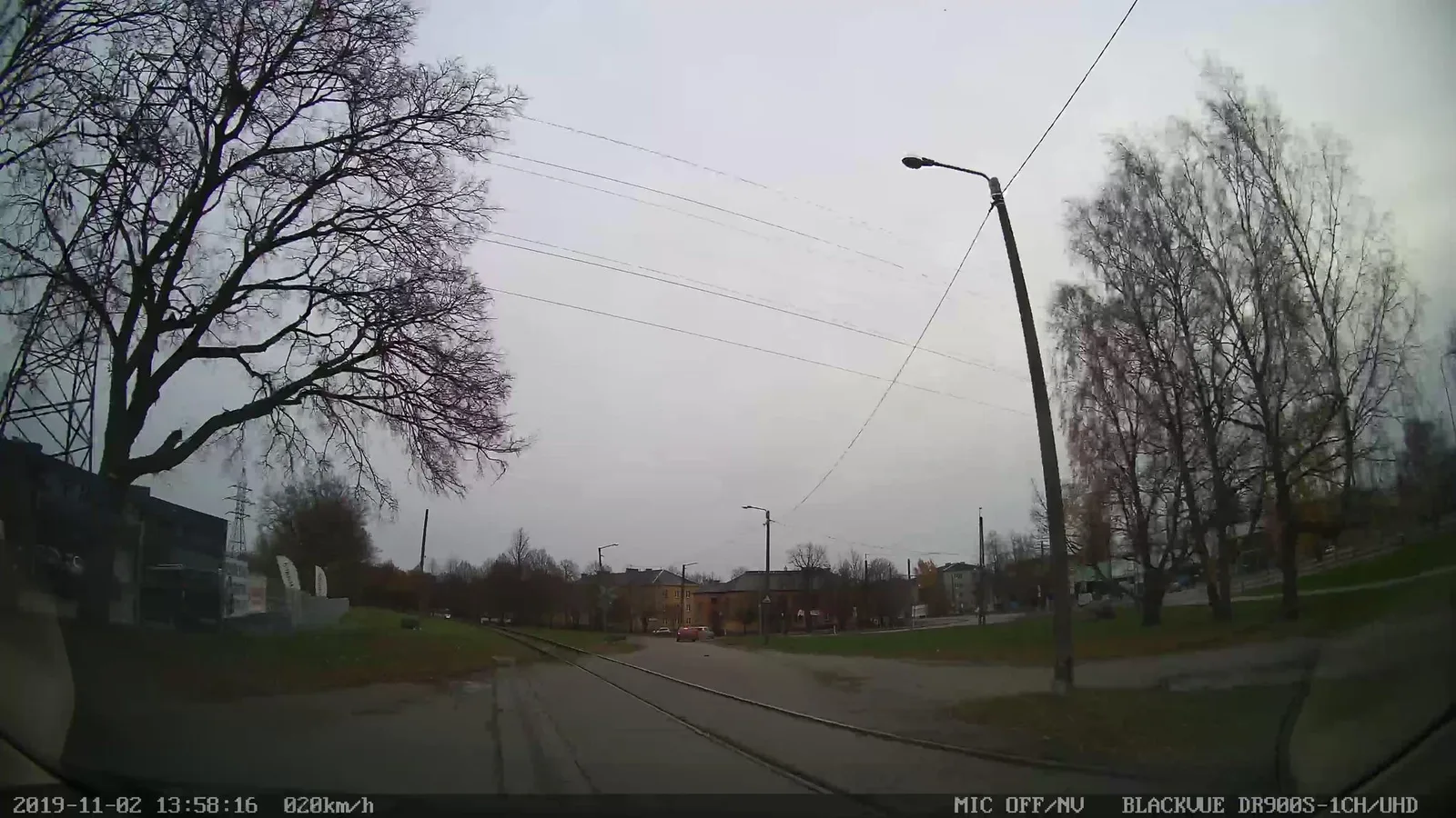 Street-level view of a level crossing in Estonia