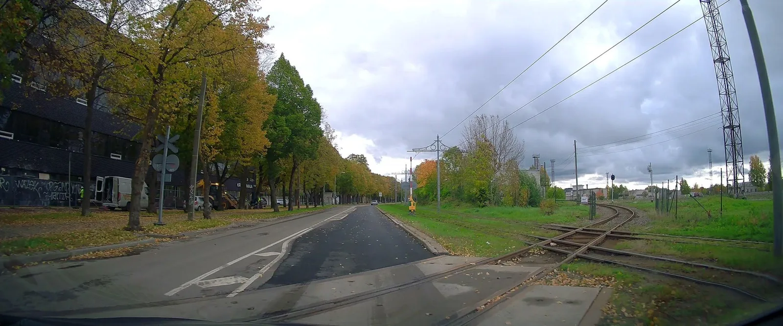 Street-level view of a level crossing in Estonia