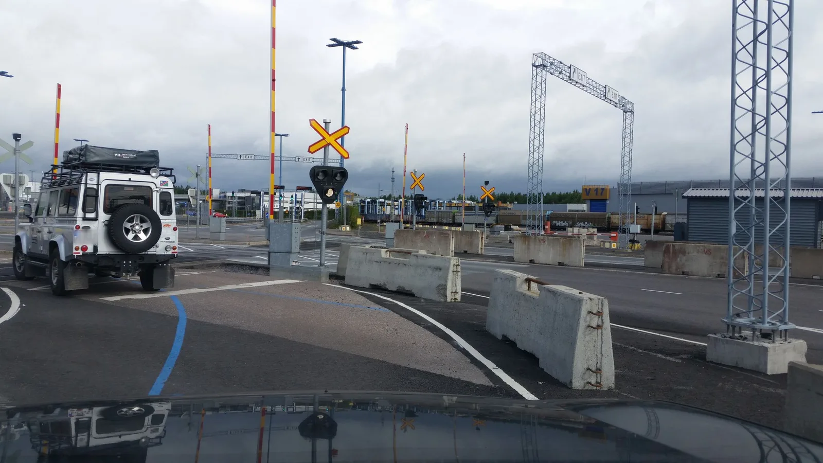 Street-level view of a level crossing in Finland