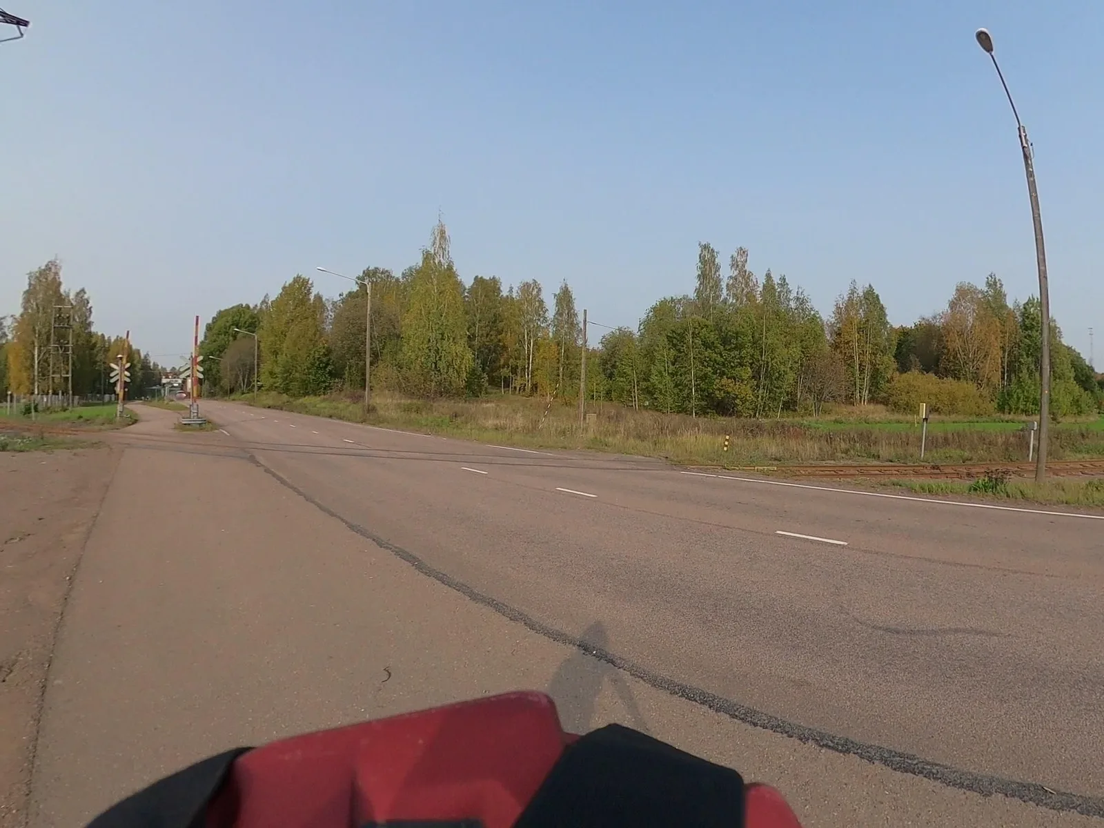 Street-level view of a level crossing in Finland