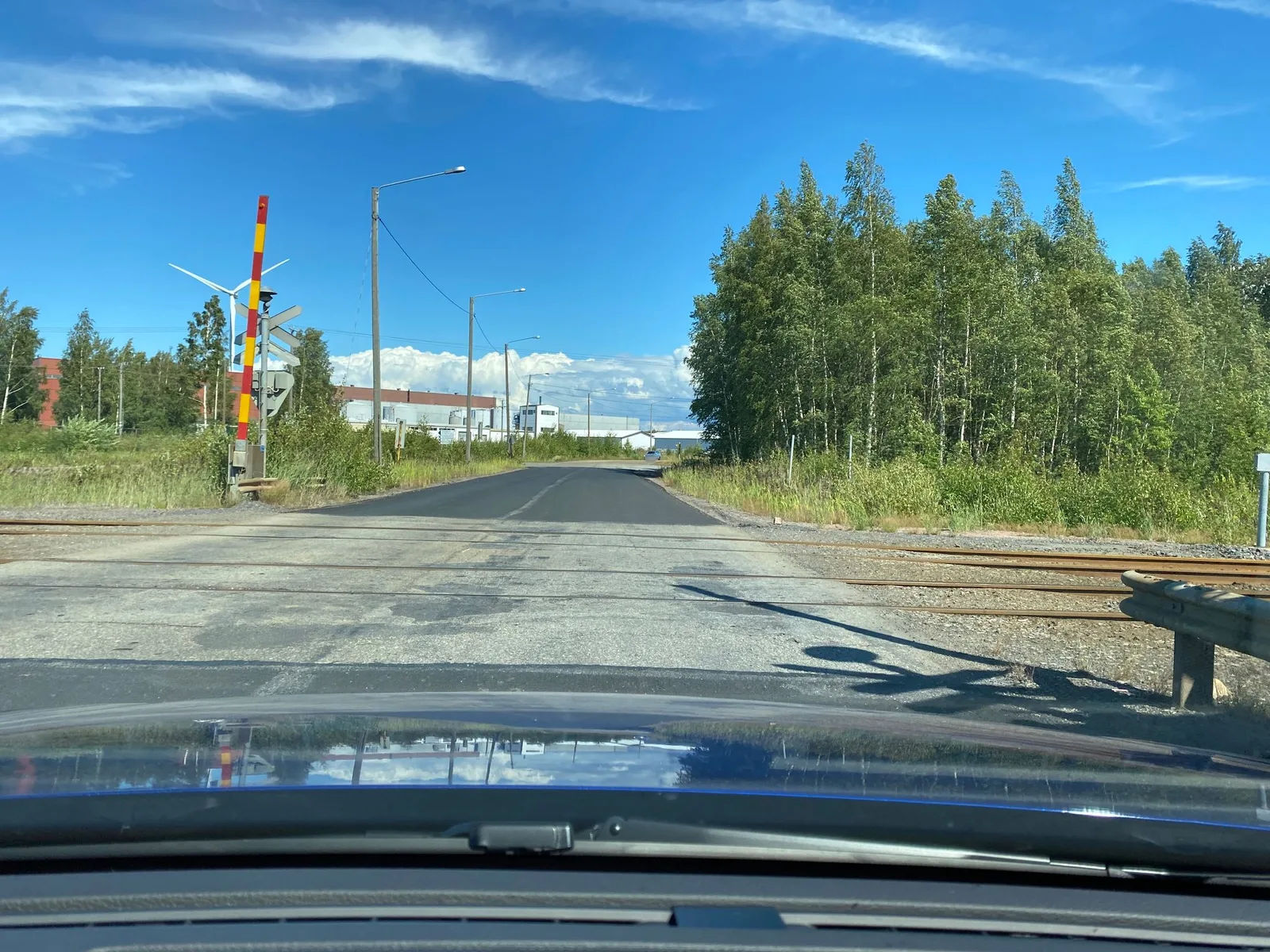 Street-level view of a level crossing in Finland