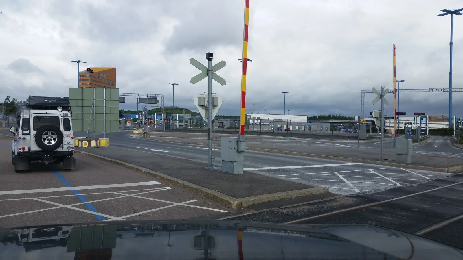 Street-level view of a level crossing in Finland