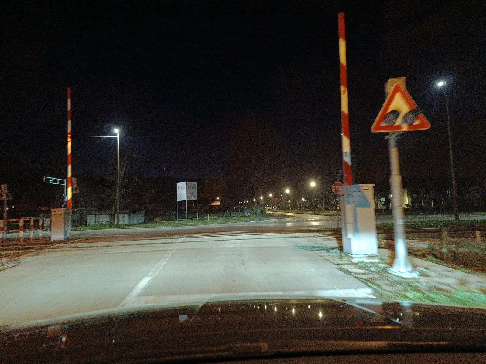 Street-level view of a level crossing in Croatia