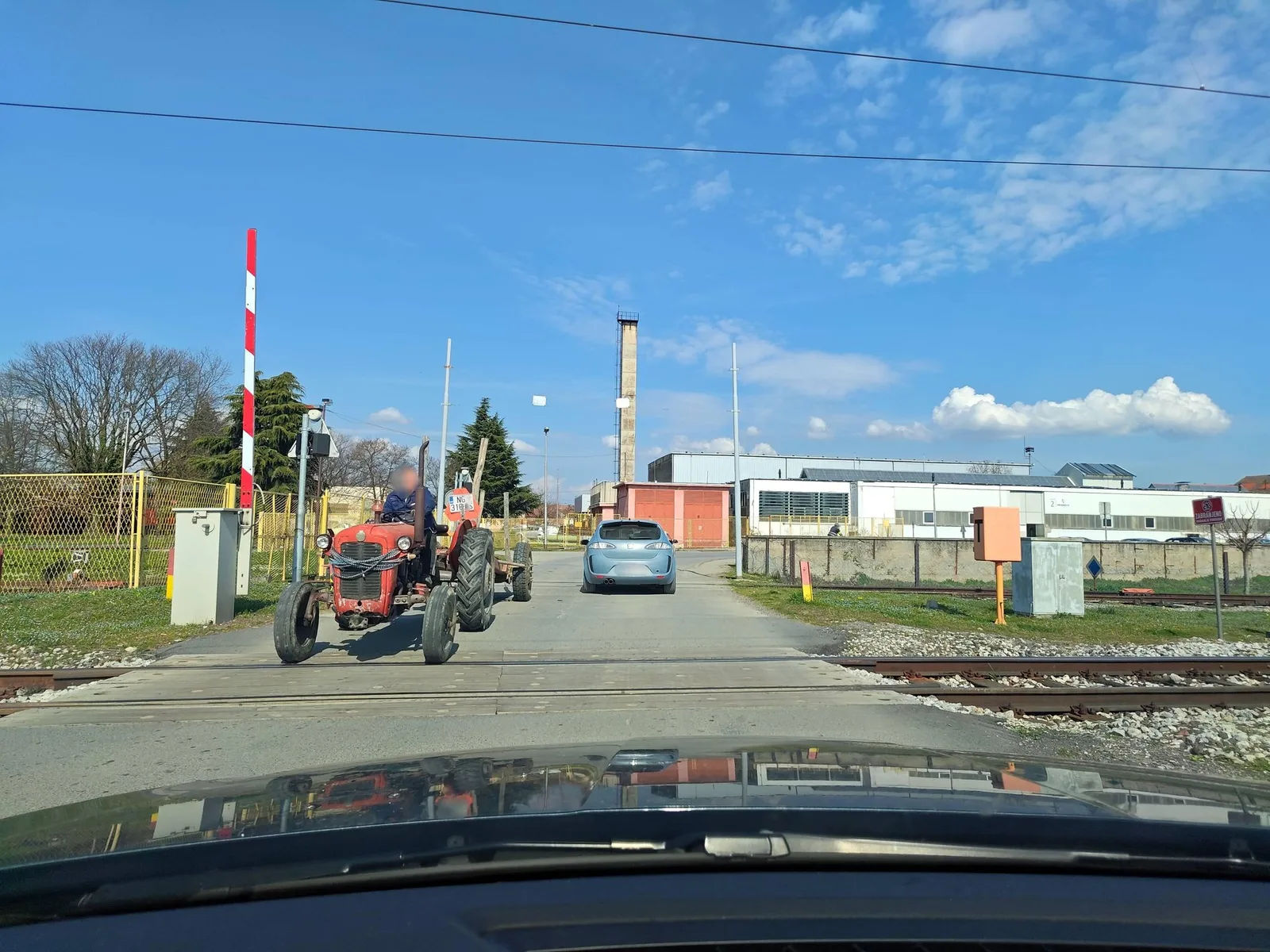 Street-level view of a level crossing in Croatia