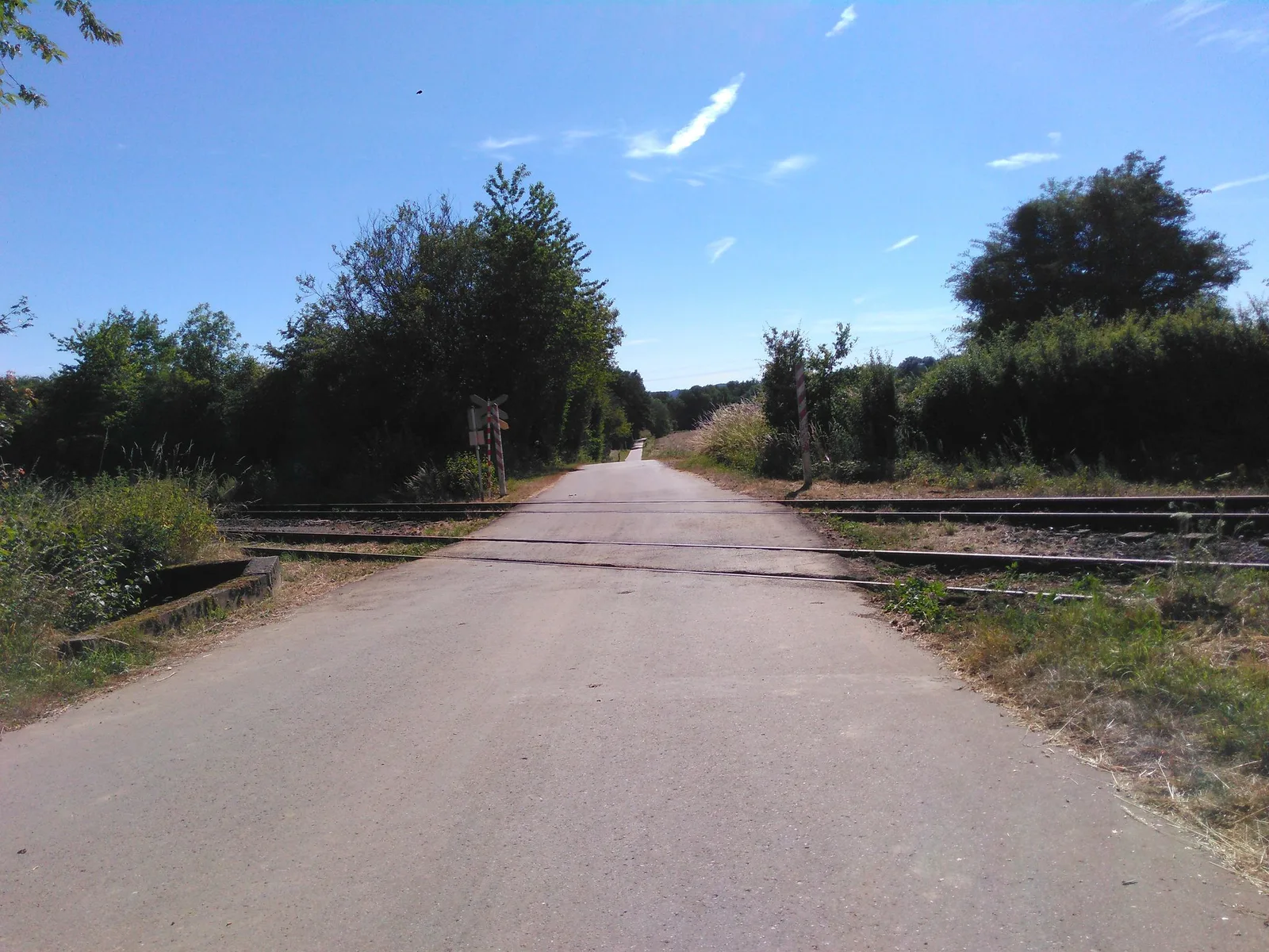 Street-level view of a level crossing in Luxembourg