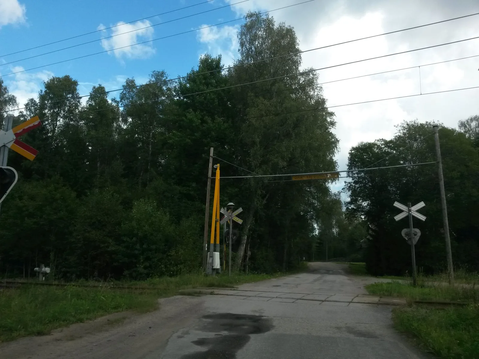 Street-level view of a level crossing in Sweden