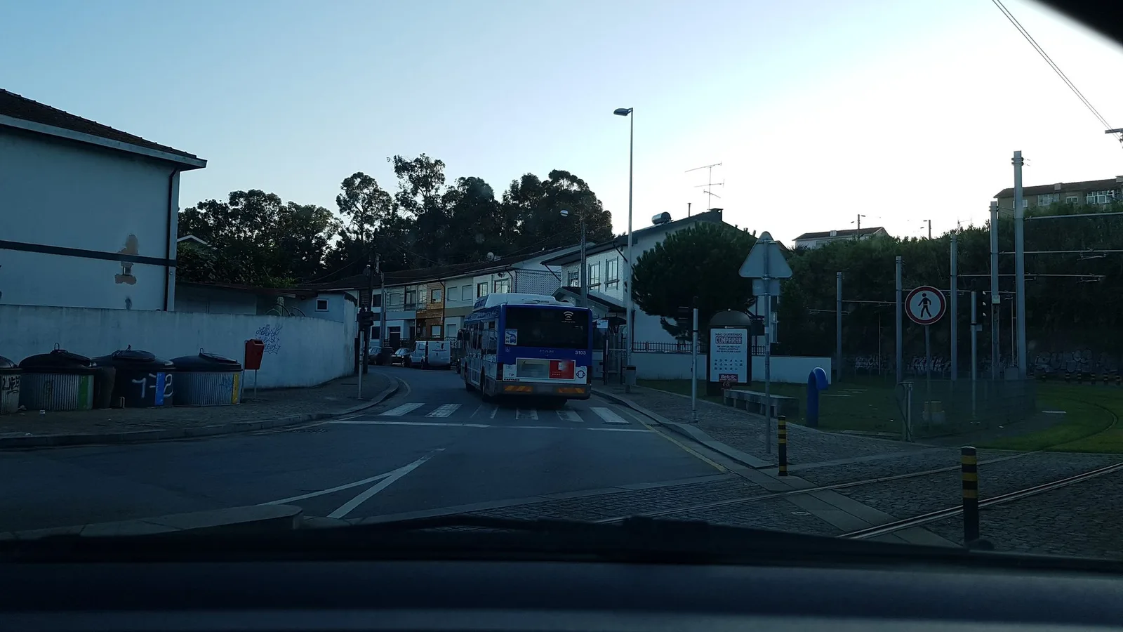 Street-level view of a level crossing in Portugal